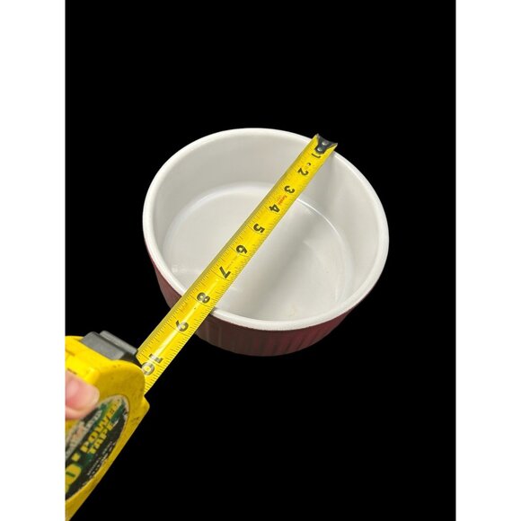 Emile Henry 8" Round Ribbed Baking Dish Souffle Serving Pivoine Red Made France - Picture 6 of 8